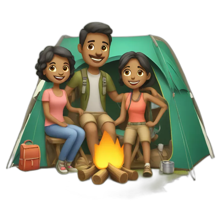 happy family on camping