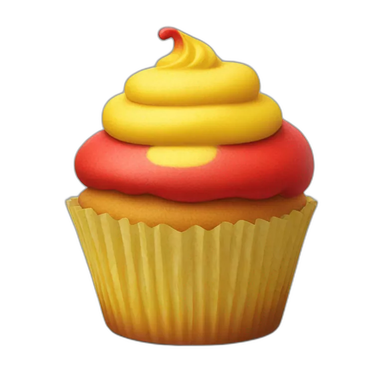 Happy red and yellow cupcake