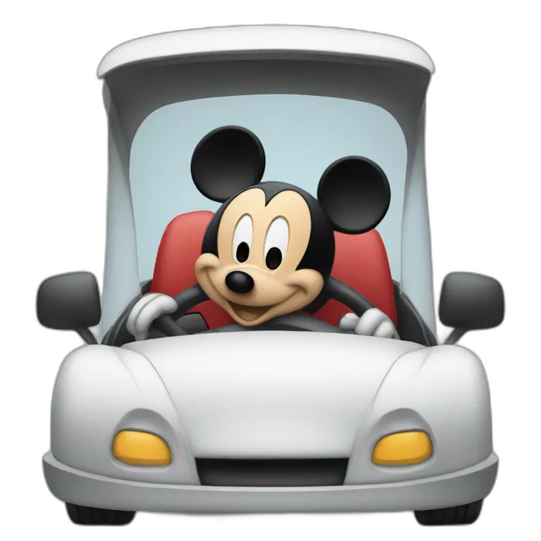 mickey mouse driving a car