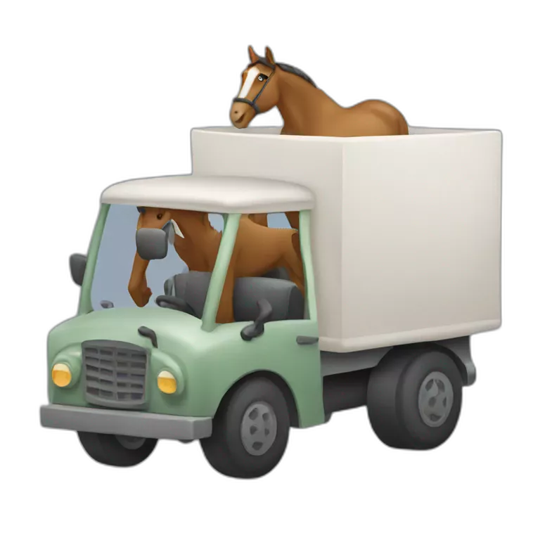 a horse driving a truck
