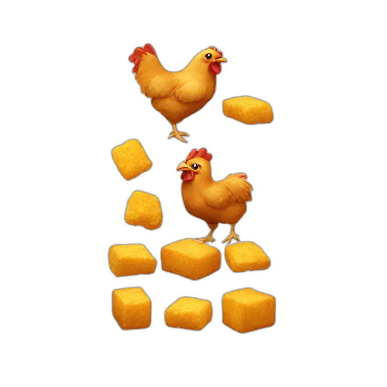 a chicken and a nugget