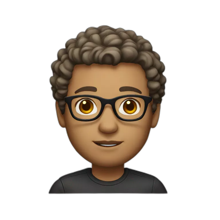 Memoji, male, light skin, short curly hair, glasses