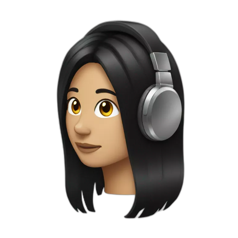 black hair - headphones