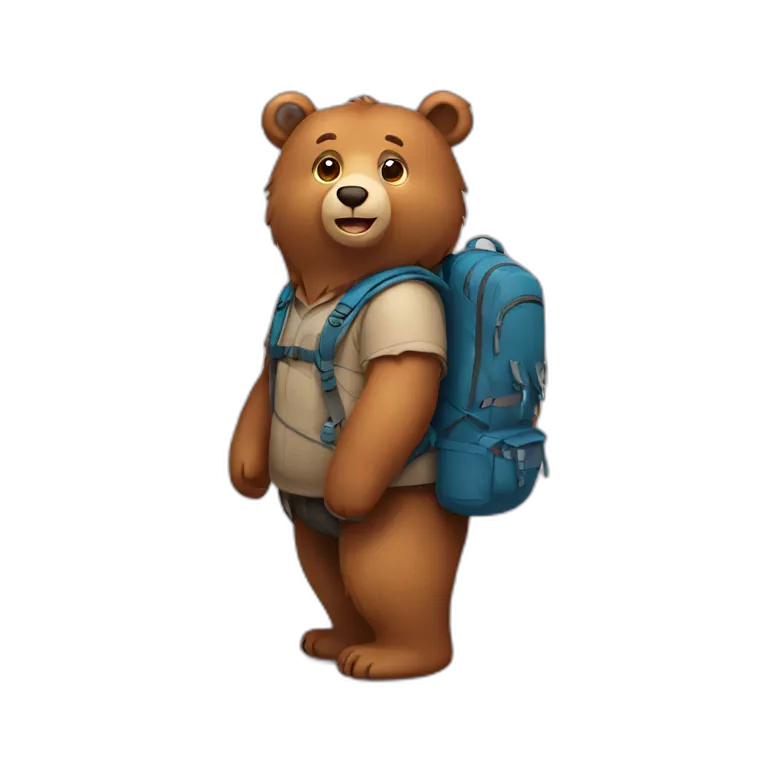 a bear wearing a backpack