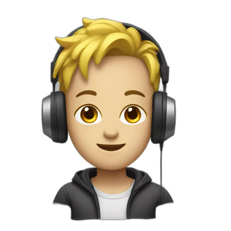 android with headphones