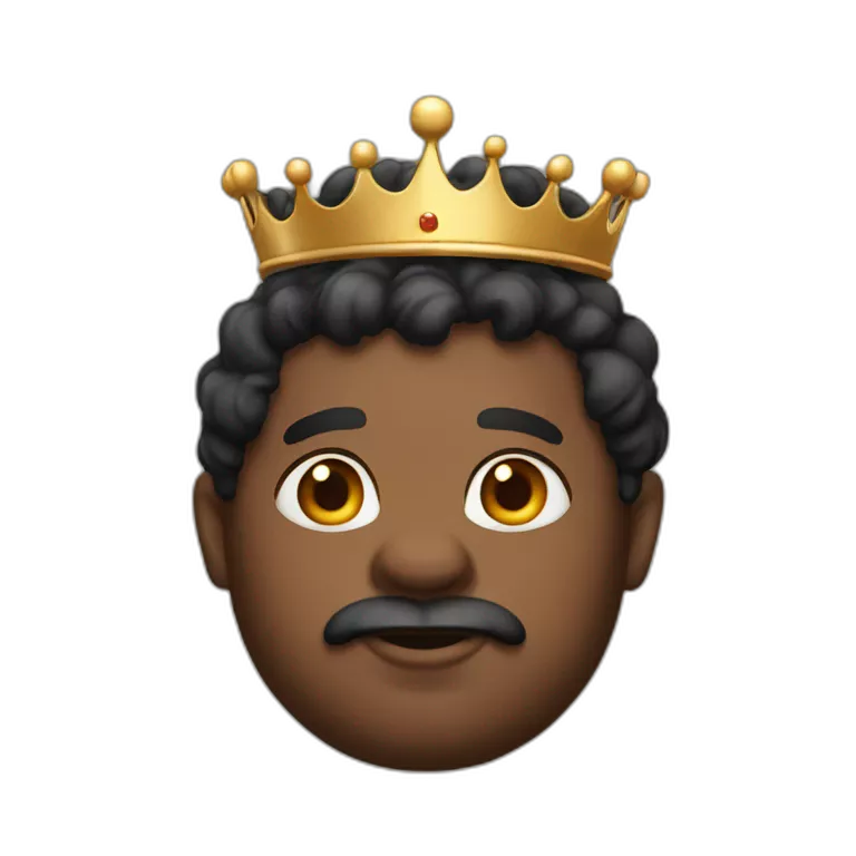 Black chubby king without facial hair with crown