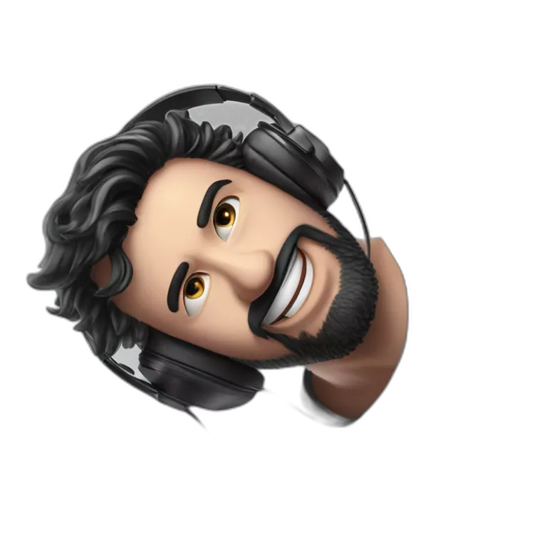 happy man in headphones