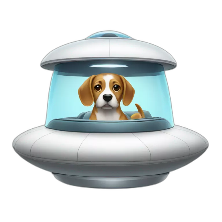 a dog driving a UFO