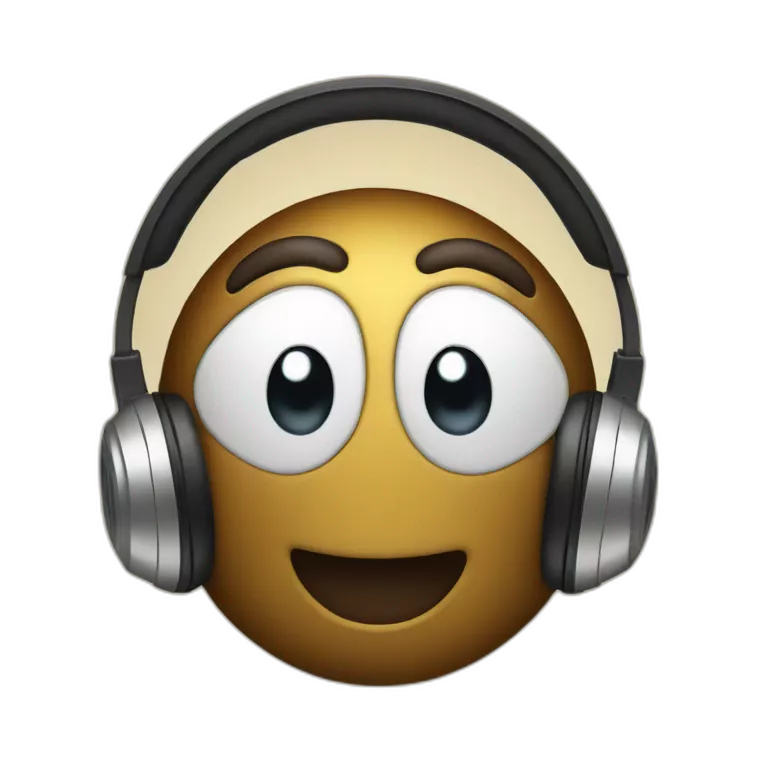 Happy emoji with headphones