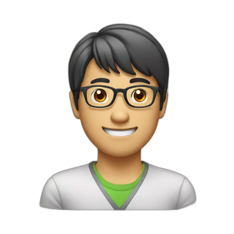 asian man with glasses and bangs showing thumb up (without background)