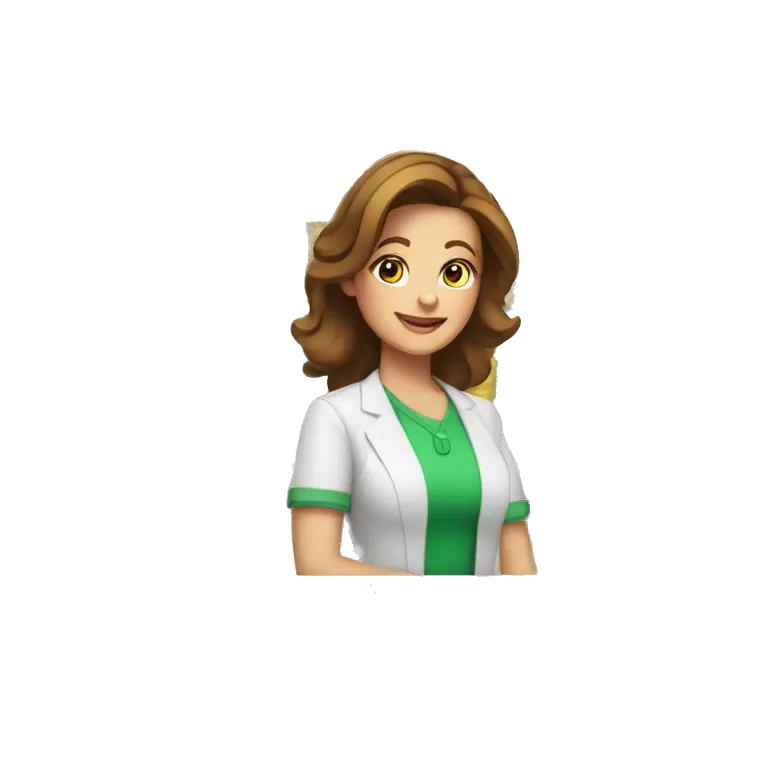cashier (white female, brown hair, white gold earrings) in front of cash registry, apple-style
