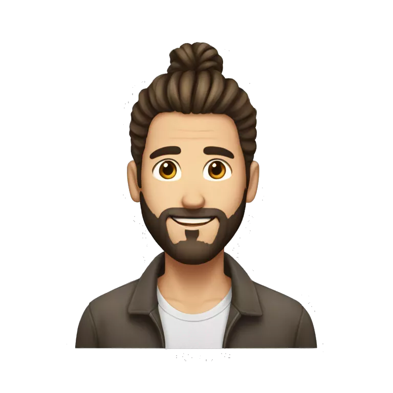 Guy with a man bun on the top and the sides is a fade he allso have a big nose he have brown hair and he is not so wite
