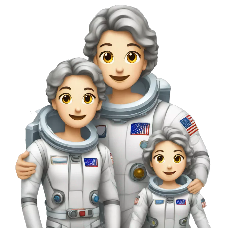 Astronautas fazendo coração com as mãos