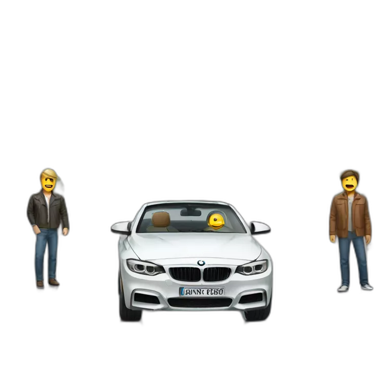 A bmw car with a men