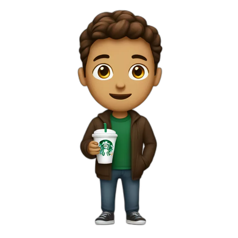 A boy with a Starbucks’s coffe