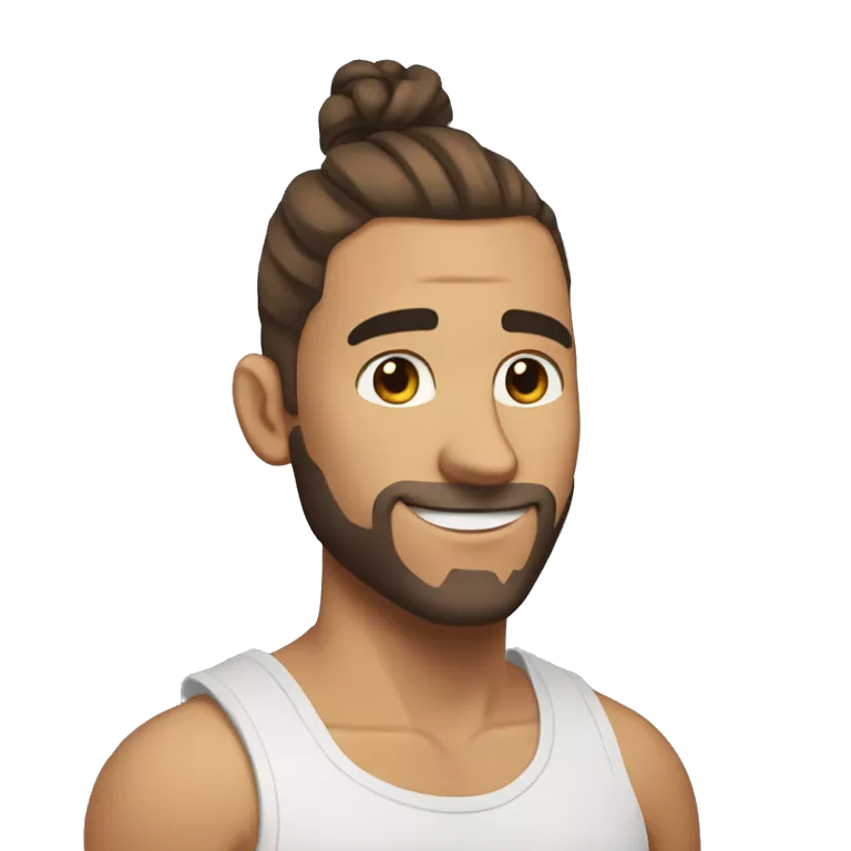 Guy with a man bun on the top and the sides is a fade he allso have a big nose he have brown hair and he is not so wite he wheres sport chlotes and hes thumb is up
