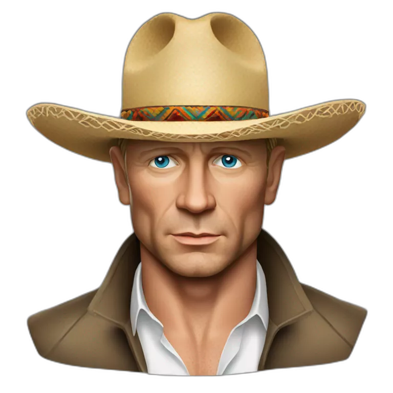 Daniel Craig handsome wearing a sombrero