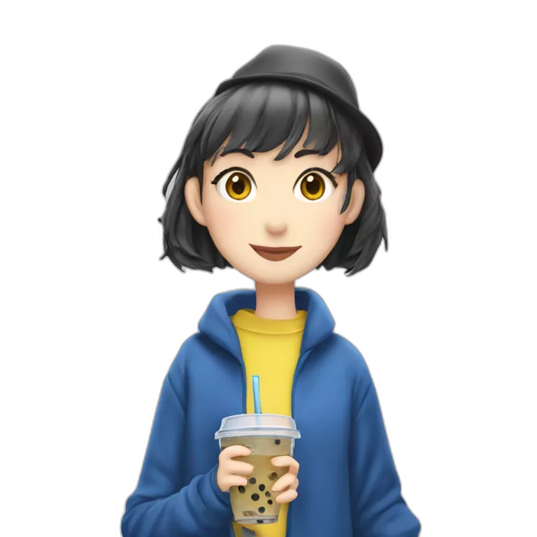 happy girl with bubble tea