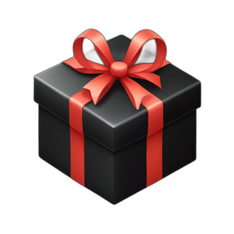 black gift box realistic isometric smooth rounded corners