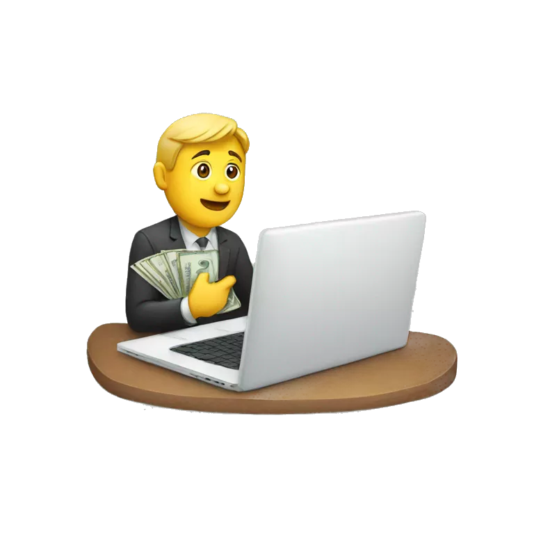 man with laptop and cash