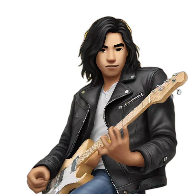 rocking guitar solo in denim