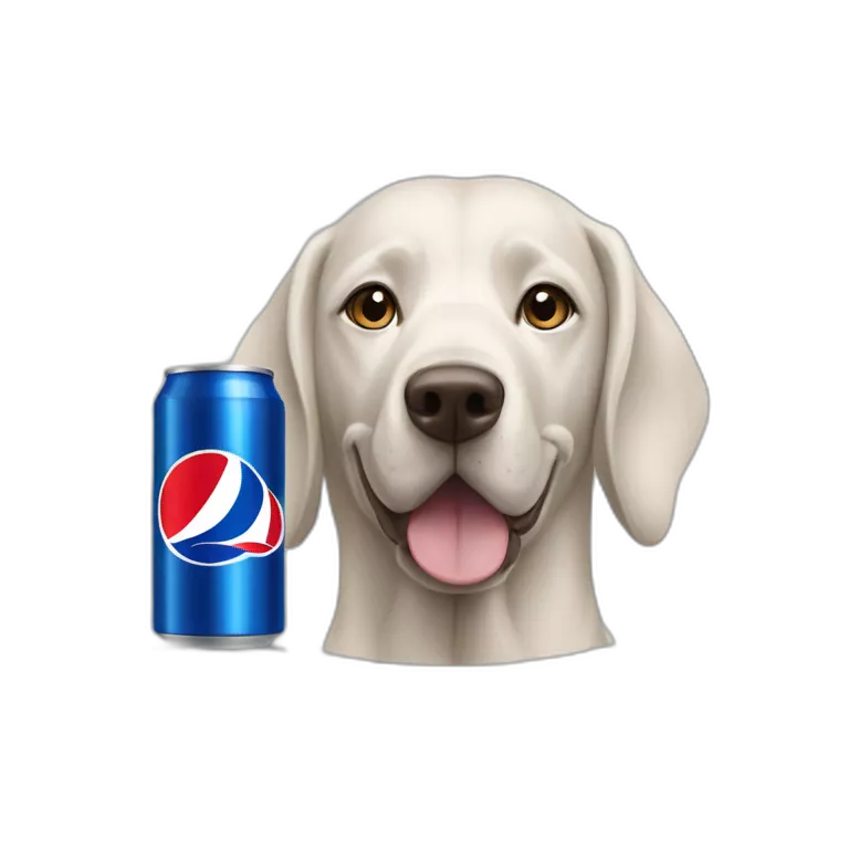 Braque de weimard avec une canette de Pepsi
