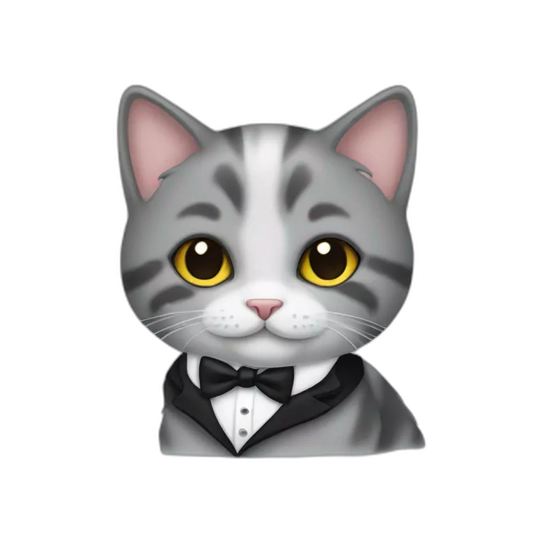 a kitten smiling wearing a tuxedo