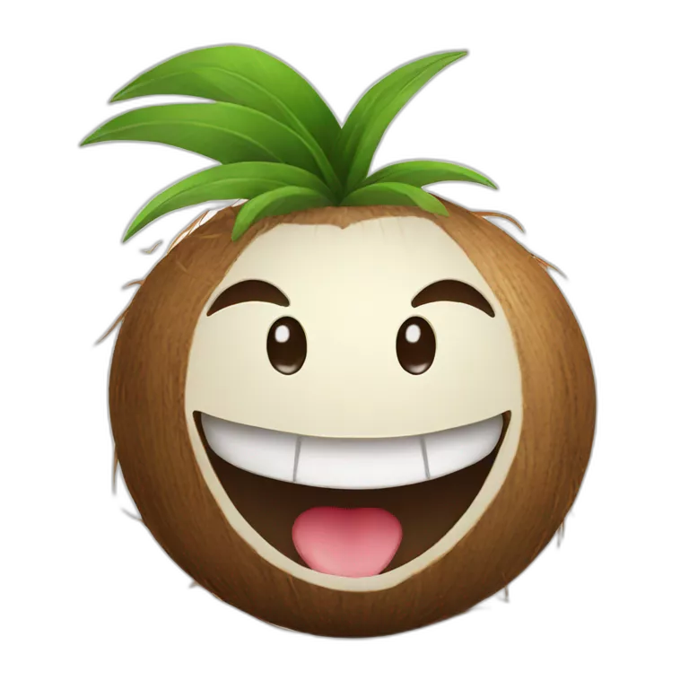 happy coconut with face