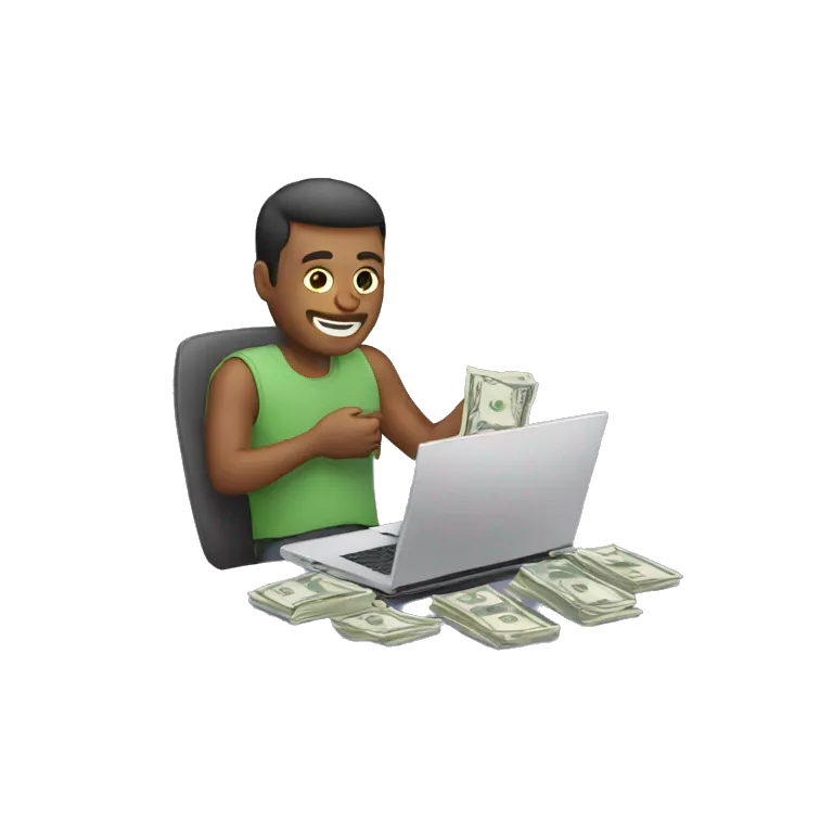 man with laptop and cash