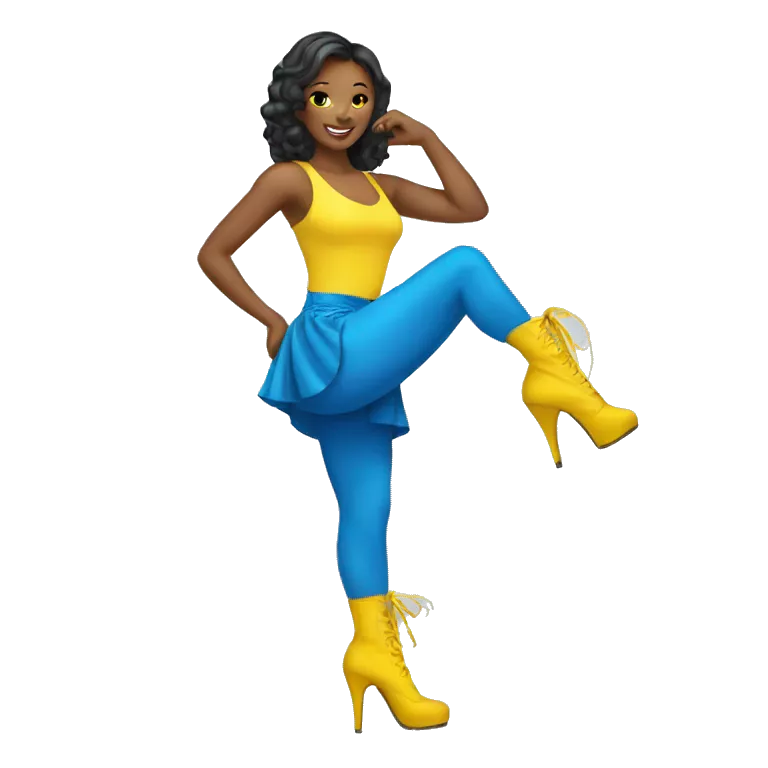 Yellow Heels dancer girl wearing blue