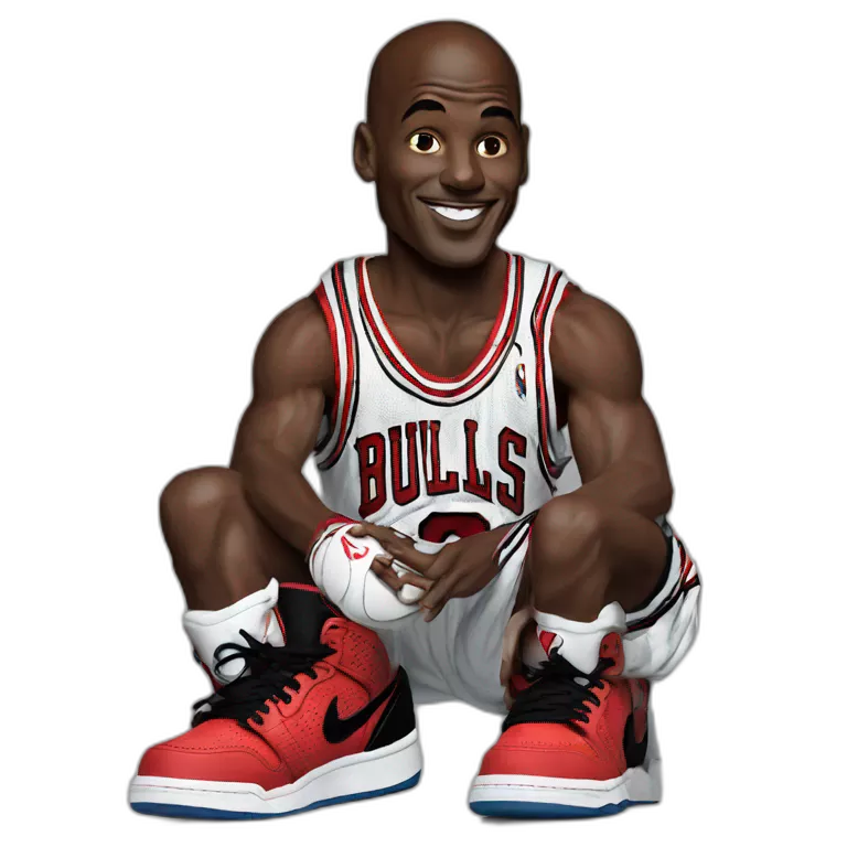 michael jordan with jordans on