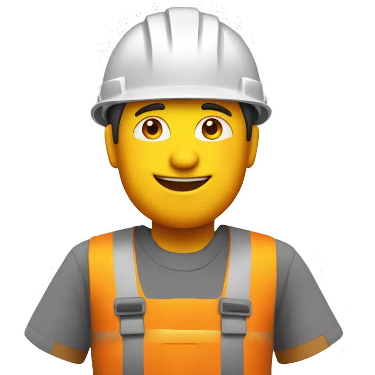 builder with orange squares, with a yellow builder safety helmet