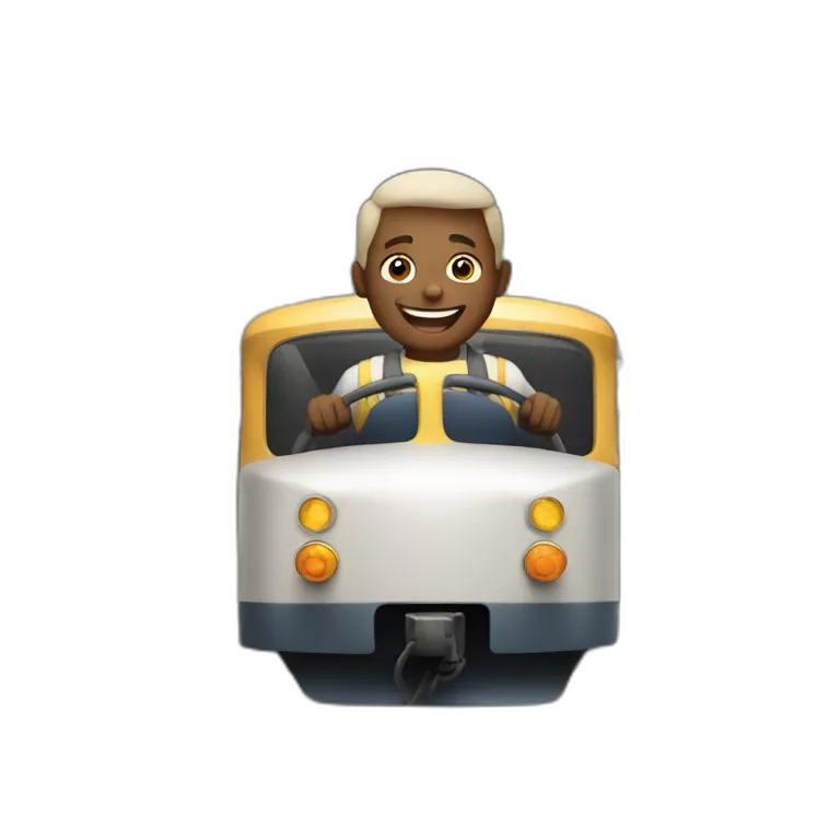 Happy man driving train