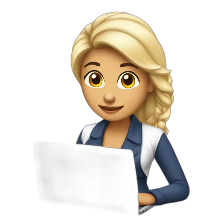 Quiero un emoji de una mujer latina emprendedora CON SU LAPTOP