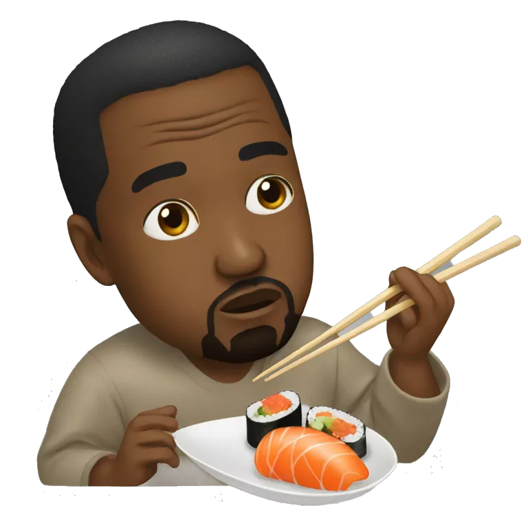kanye west eating sushi