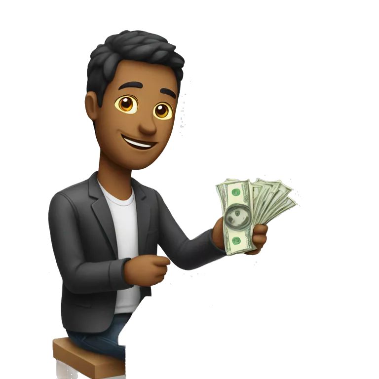 man with laptop and cash