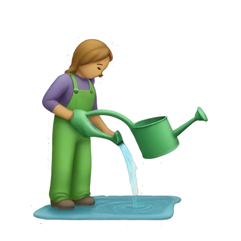 Person watering the letter a