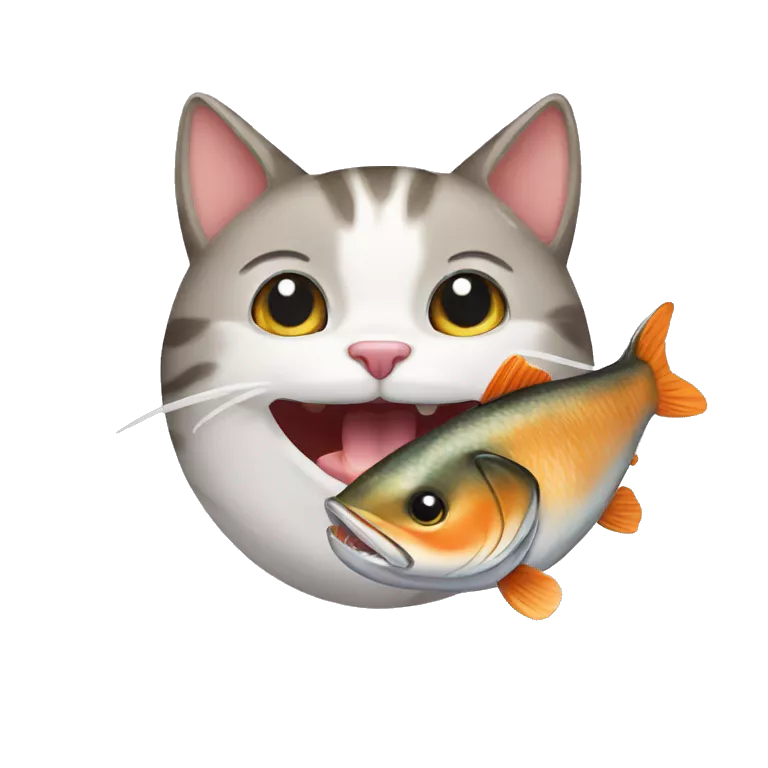 Cat eating a fish