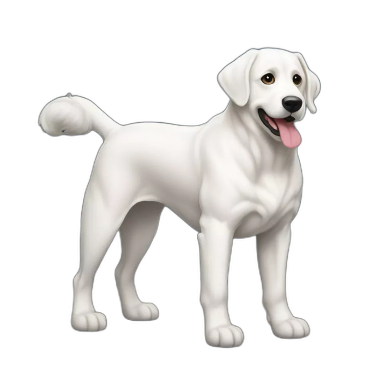 perro gigante de los Pirineos grande blanco con un moño en la cebza