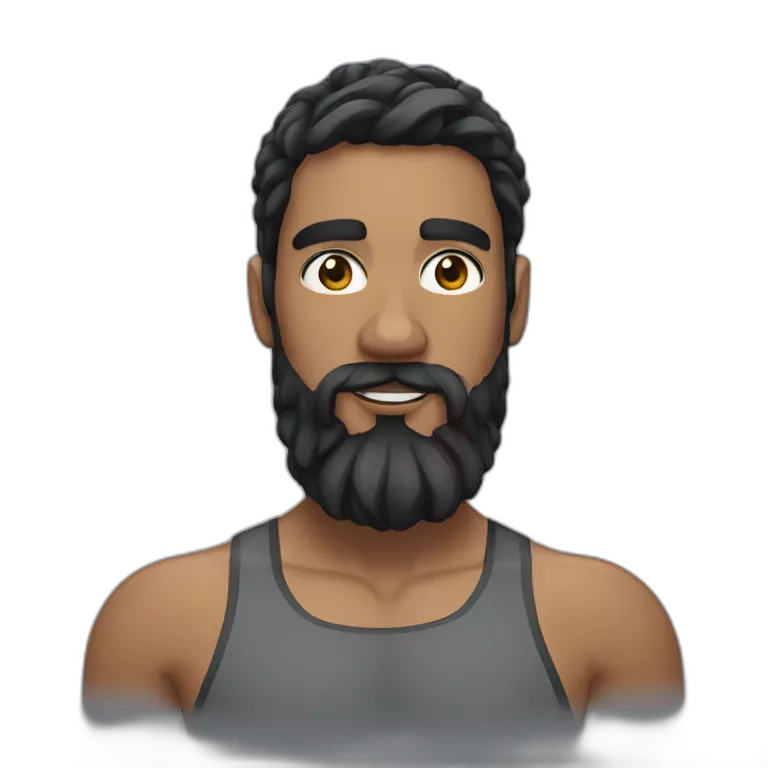 Swimmer googles black hair and beard