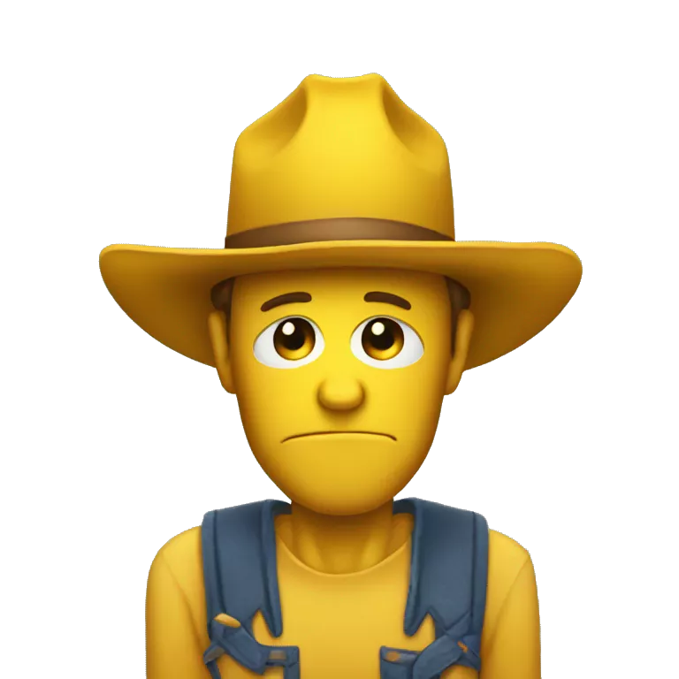 Sad cowboys yellow frowny face just head no nose