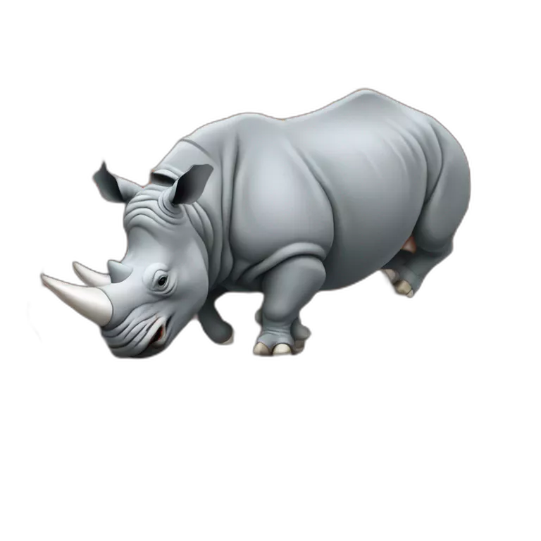 a rhino crashing through a wall