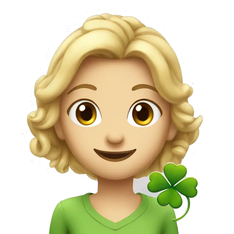 Mischievous farfadet with a four-leaf clover