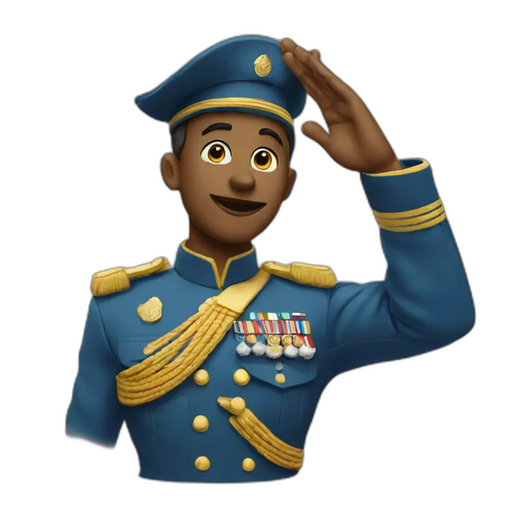 the genie doing a military salute