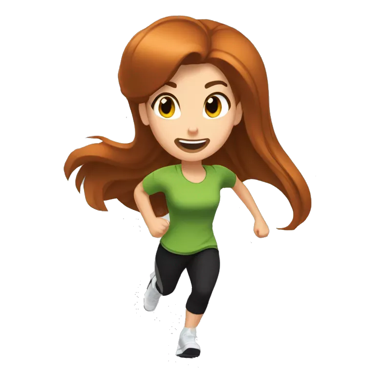 kim possible siendo runner pelo rizado marron