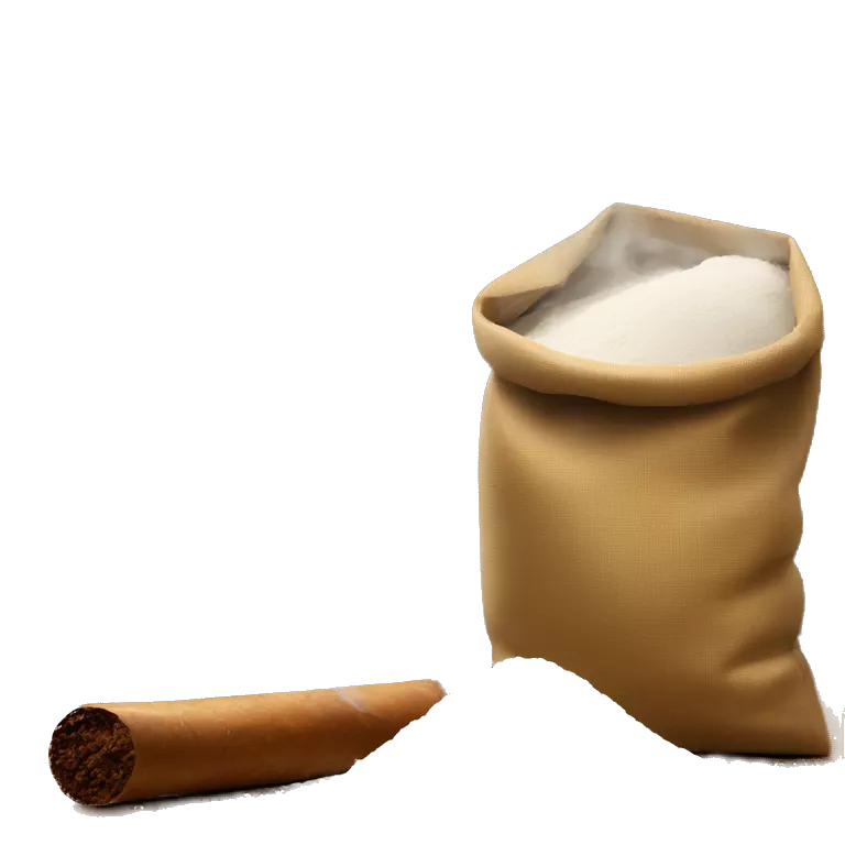 a bag of flour smokes a cigar