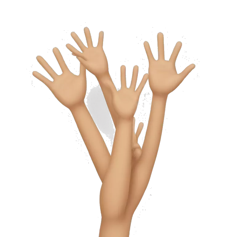 4 hands up in the air