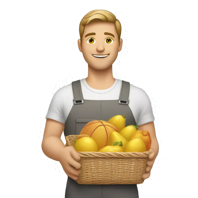 white man with product basket