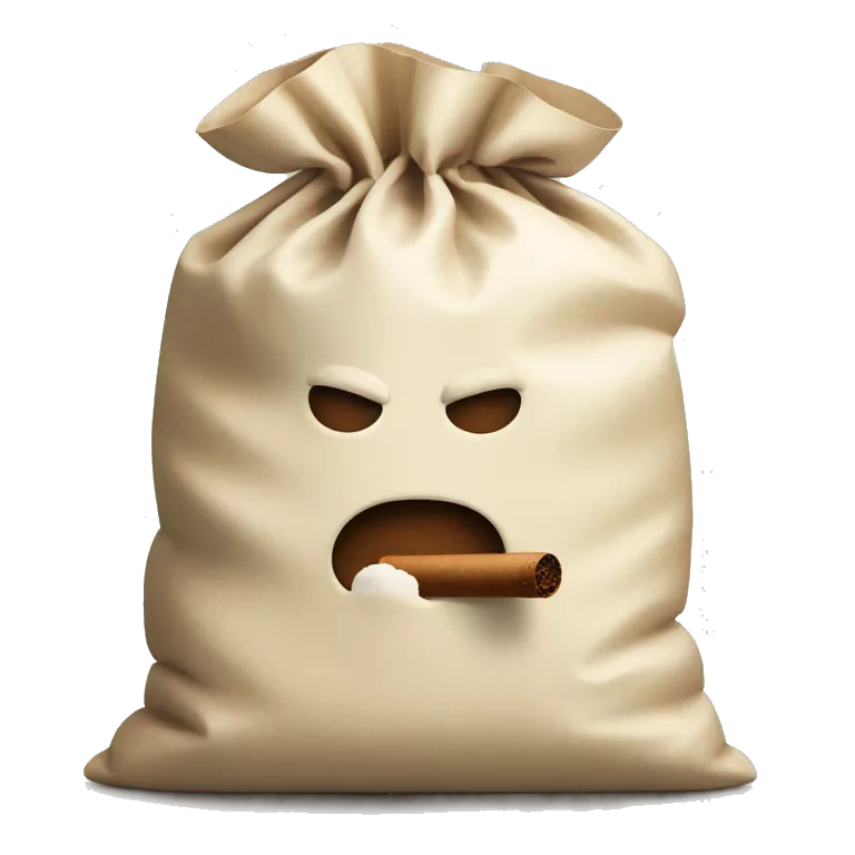 a bag of flour smokes a cigar