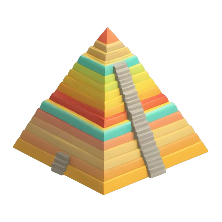 maslow pyramid in 3d isometric, colored